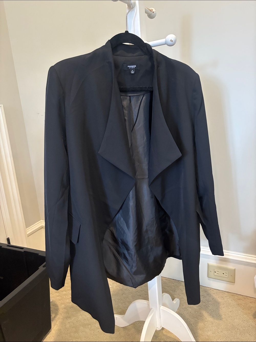 Premise Black Draped Open-Front Blazer Jacket